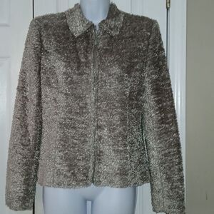 Giancarlo Ferrari shimmery gray zip up jacket blazer Sz  4